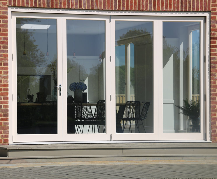 Clear 4 Leaf Modern Bifold Doors