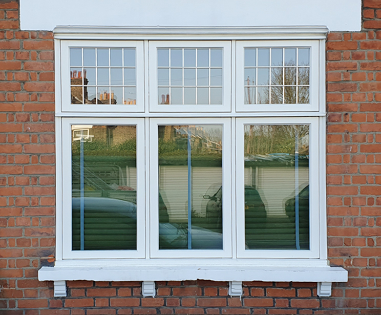 Flush Casement windows with Leaded Lights in top panes only