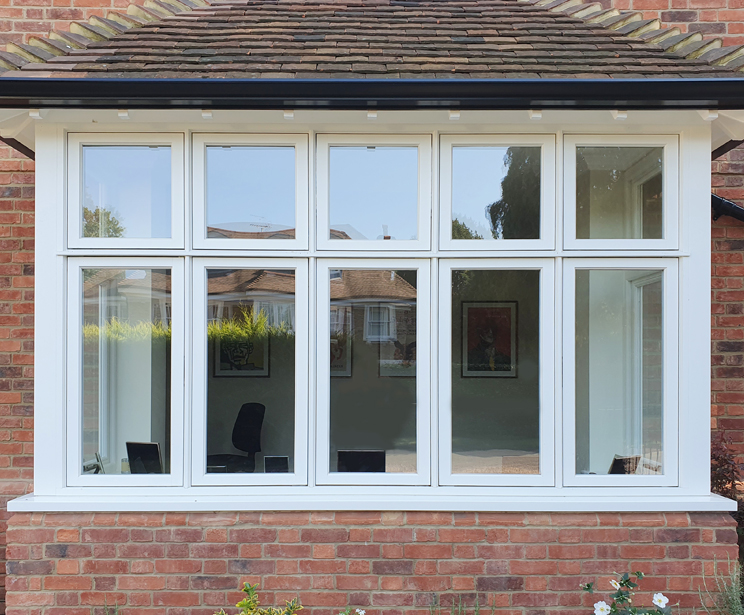 Recessed look clear casement bay