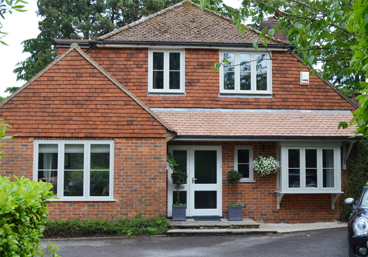 Replacement Flush Casement timber windows and doors in Light Grey for this stylish home in the village of Upper Woolhampton, Berkshire