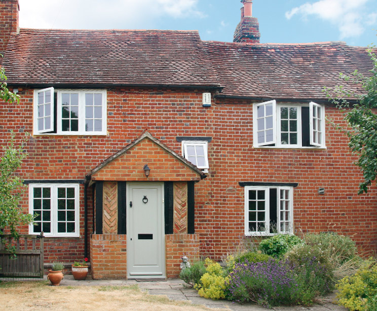 Replacement Flush Casement timber windows and doors in Georgian design for a cottage in Send, Surrey