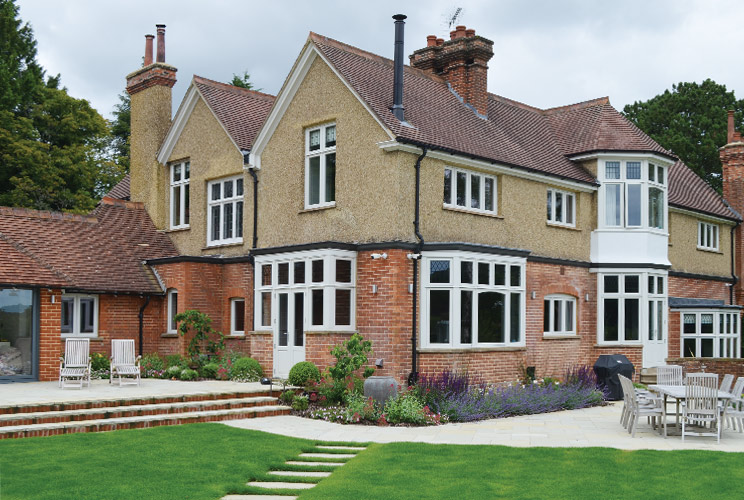 Replacement & new Recessed Edwardian timber casement windows with unique leaded lights pattern for this stately Country Home in Westerham, Kent