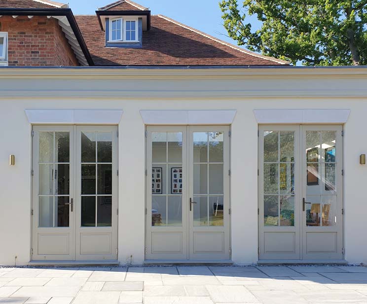 Double French Doors with period panels in Grey