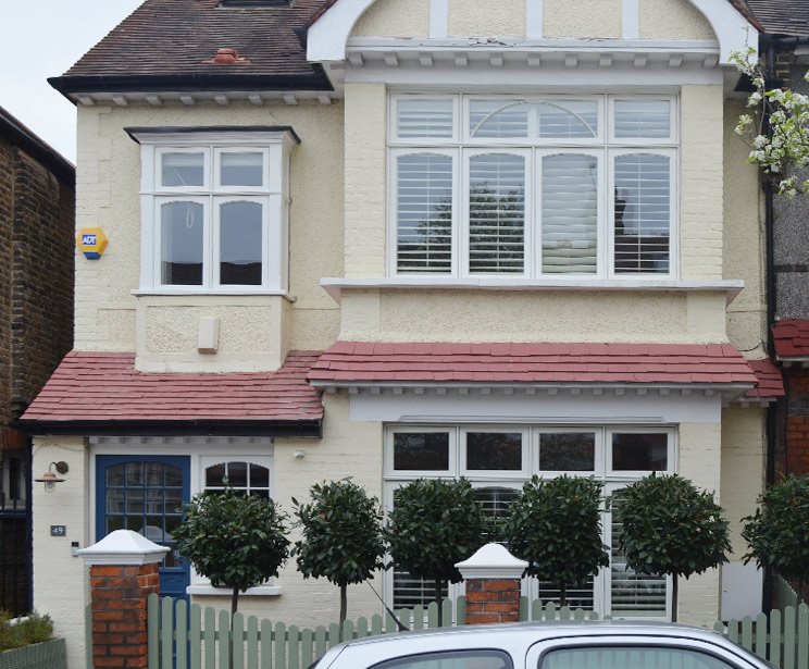 Recessed Edwardian design casement timber windows for this beautiful townhouse in Barnes, London